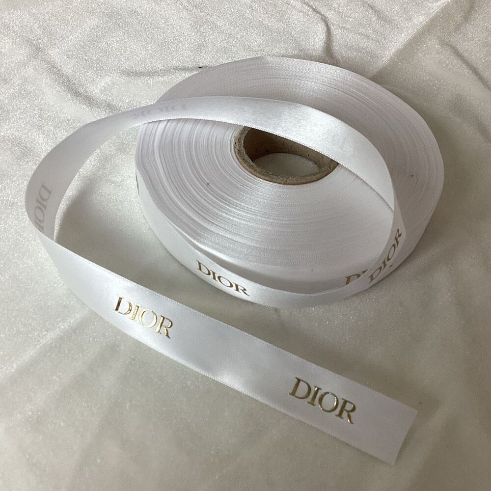 Authentic DIOR White & Gold Satin Ribbon 4 Yard Piece New 3/4” Wide